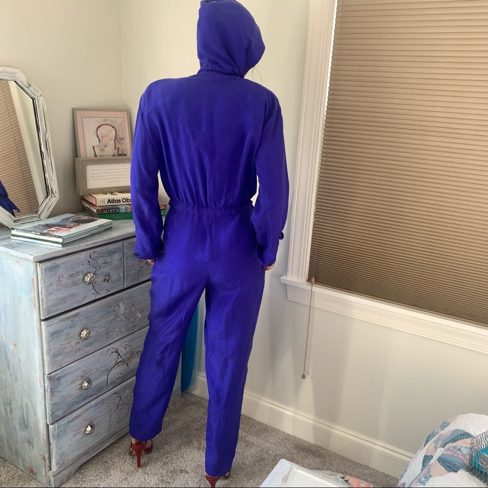 Vintage Saks Real Clothes Silk Blue Jumpsuit - Picture 3 of 14
